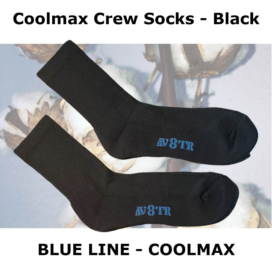 AV8TR Coolmax Crew Socks - SIZE 7-11 - BLUE LINE